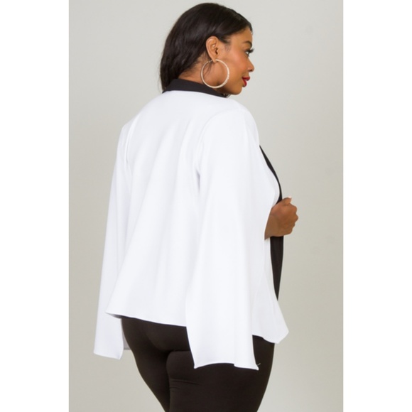 1X NEW PLUS SIZE COLOR BLOCK SLIT SLEEVE JACKET - Picture 5 of 6